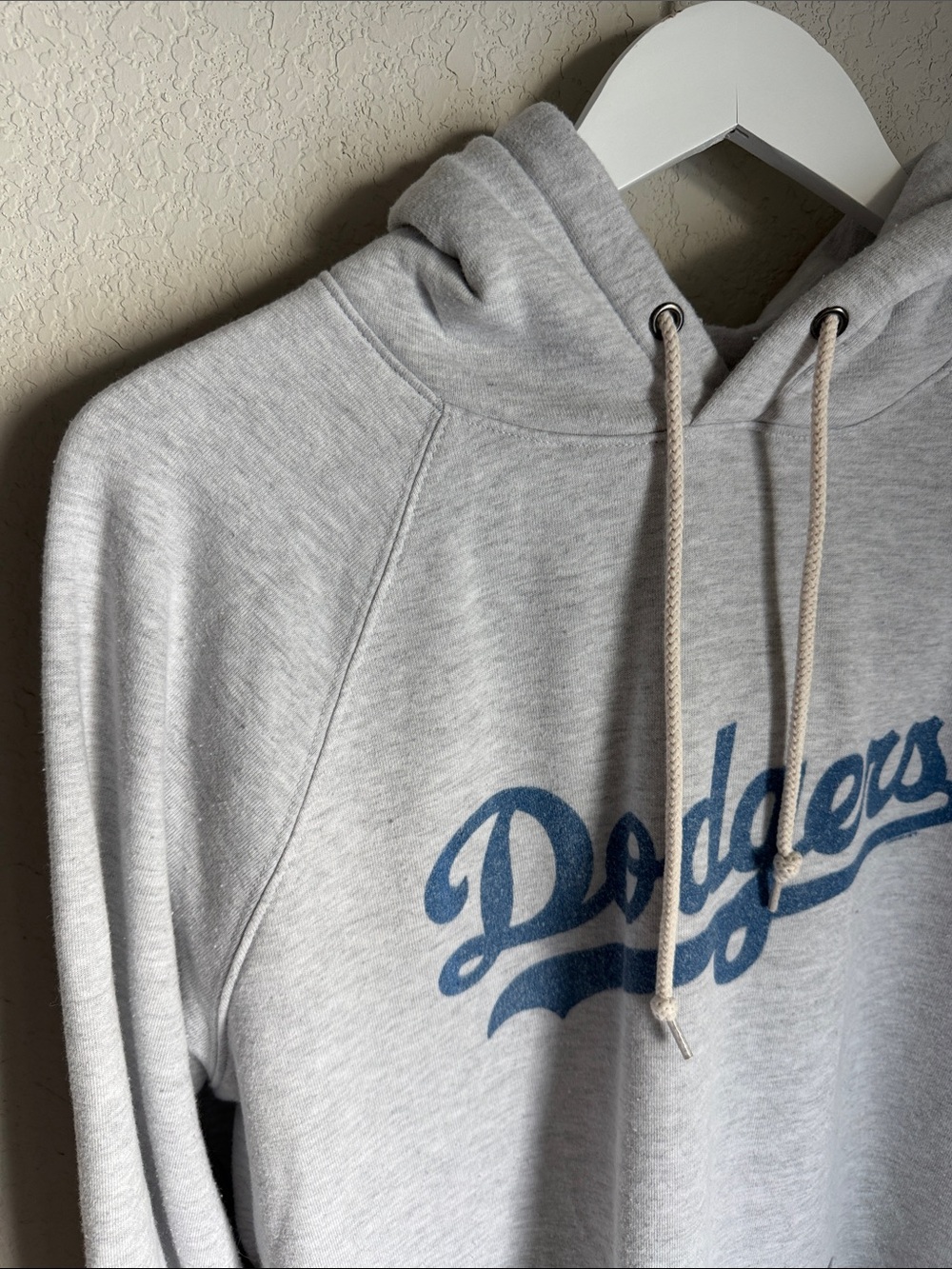 HOMAGE Gray Zip-Up Hoodie with Blue Dodgers Script